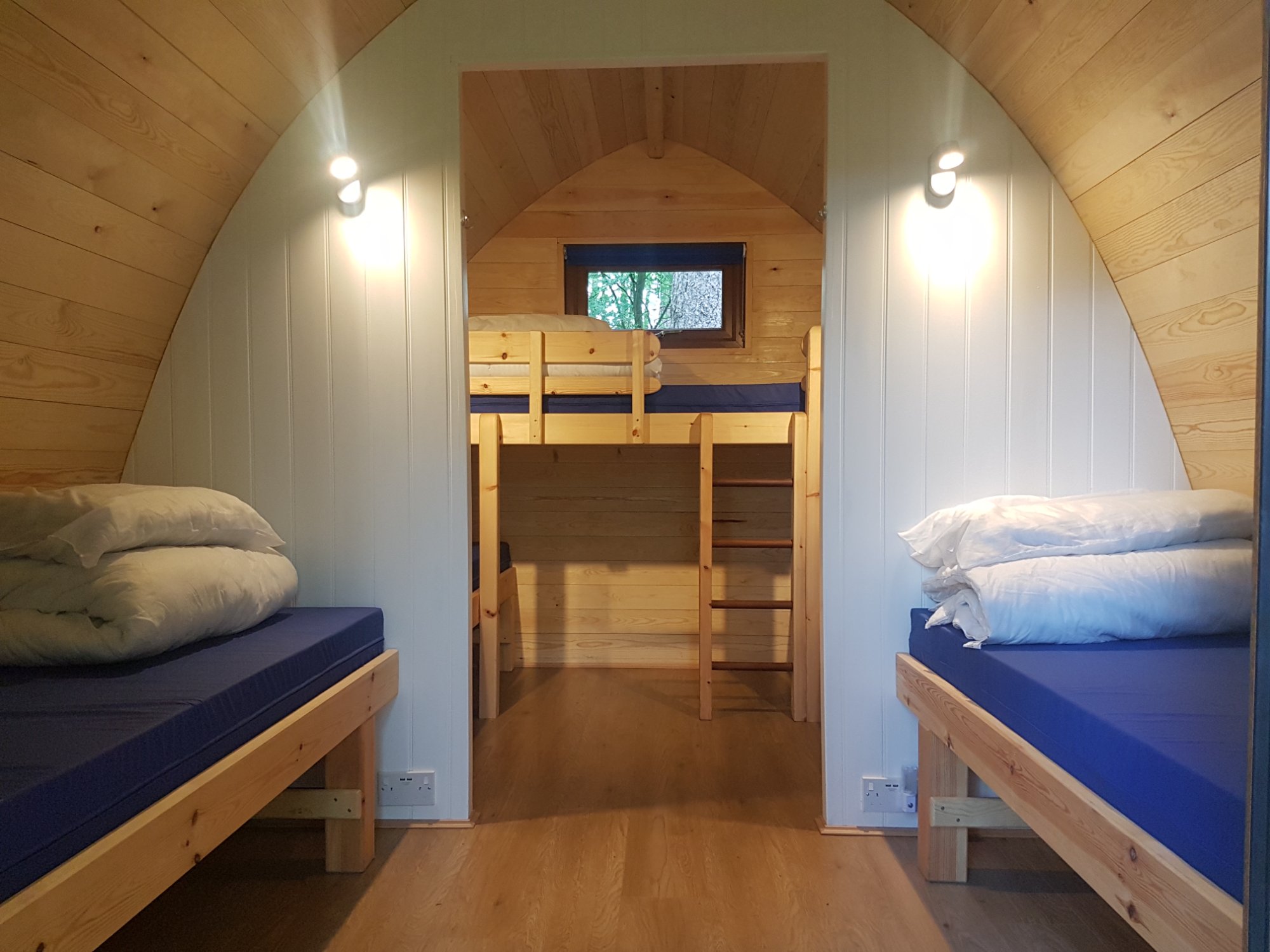 Pod interior with bunk beds
